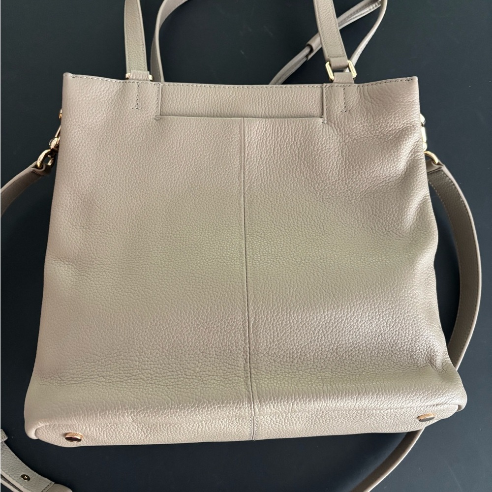 Quince Taupe Pebbled Leather Drawstring Crossbody Bag - Picture 2 of 8